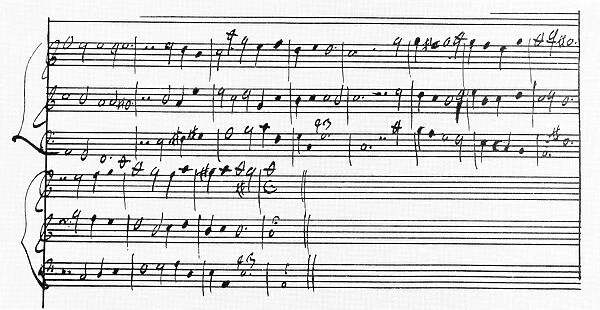 CLAUDIO MONTEVERDI (1567-1643). Italian composer. Manuscript page, in his own hand