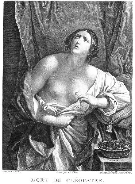 CLEOPATRA VII (69-30 B. C. ). Last Macedonian queen of Egypt. The death of Cleopatra. Line engraving, French, 1788, after Guido Reni