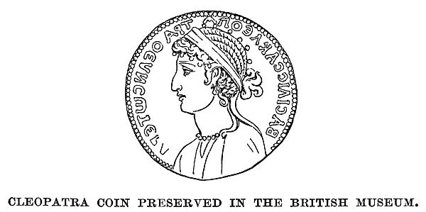 CLEOPATRA VII (69-30 B. C. ). Last Macedonian queen of Egypt. Line engraving after an ancient coin