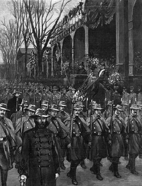 CLEVELAND INAUGURATION. Pennsylvania troops marching past the review stand during