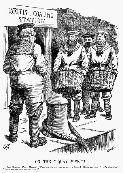 COAL CARTOON, 1898. On the Quay Vive ! English cartoon by Sir John Tenniel, 1898