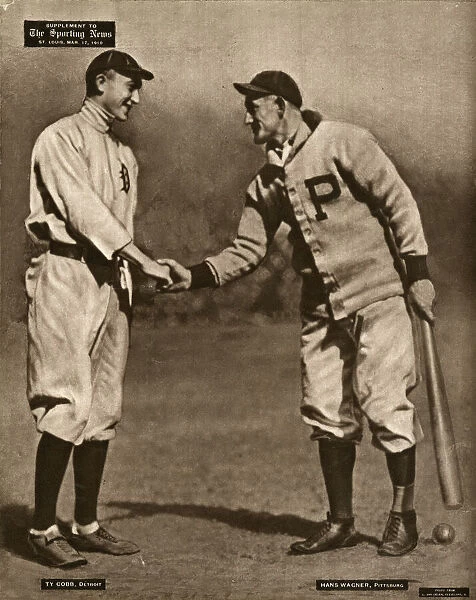 COBB & WAGNER, 1910. Ty Cobb of the Detroit Tigers and Honus Wagner of the Pittsburgh Pirates