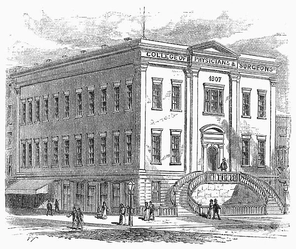 College of Physicians and Surgeons at Columbia University, New York. Wood engraving, 1868