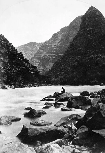 COLORADO: GREEN RIVER, 1871. Triplet Falls in the Canyon of Lodore on the Green River in Colorado