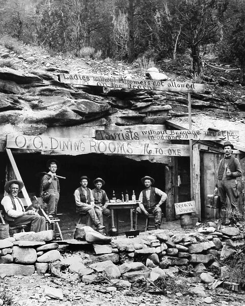COLORADO: MINERS, 1897. Miners of the Cottonwood Placer Company seated outside