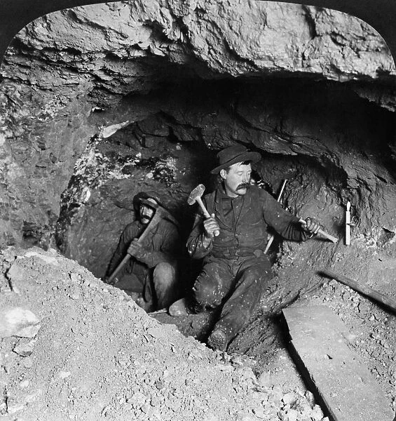 COLORADO: MINING, c1905. Miners working in a gold mine in Eagle River Canyon, Colorado