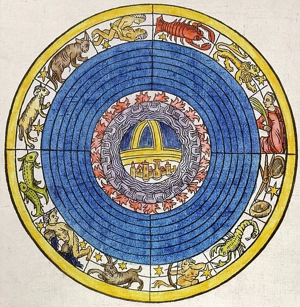 Colored woodcut from Le grant kalendrier et compost des bergieres, 1496