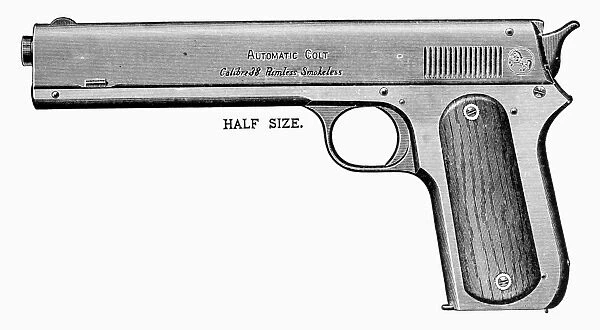 COLT AUTOMATIC PISTOL. Line engraving, early 19th century