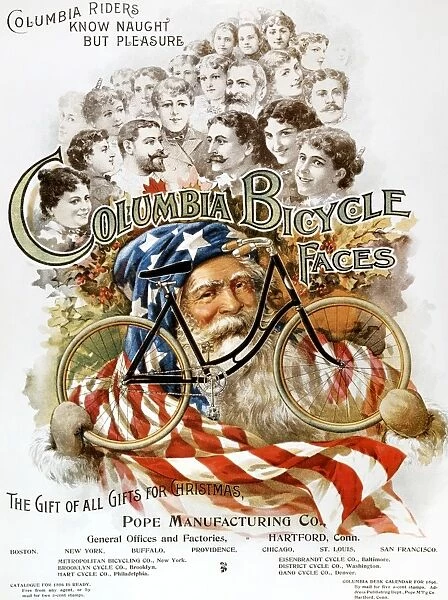 COLUMBIA BICYCLES AD, 1895. American lithographic advertising poster