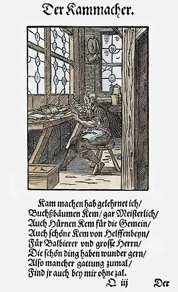 COMB MAKER, 1568. Woodcut, 1568, by Jost Amman
