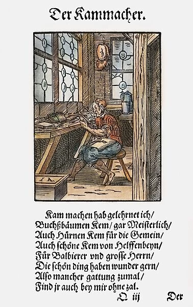 COMB MAKER, 1568. Woodcut, 1568, by Jost Amman