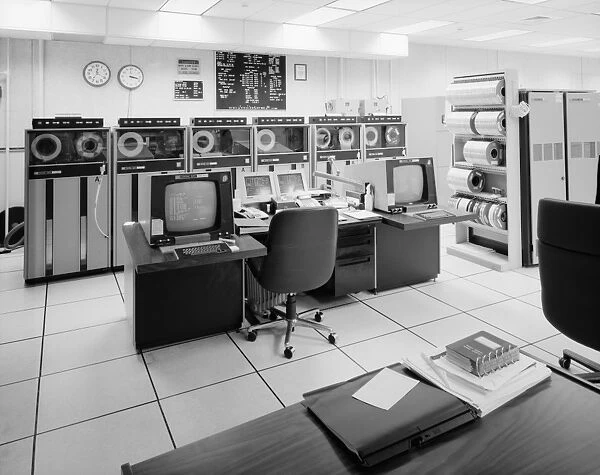 COMPUTER ROOM, 1999. Disc storage systems at the Cape Cod Air Station in Massachusetts