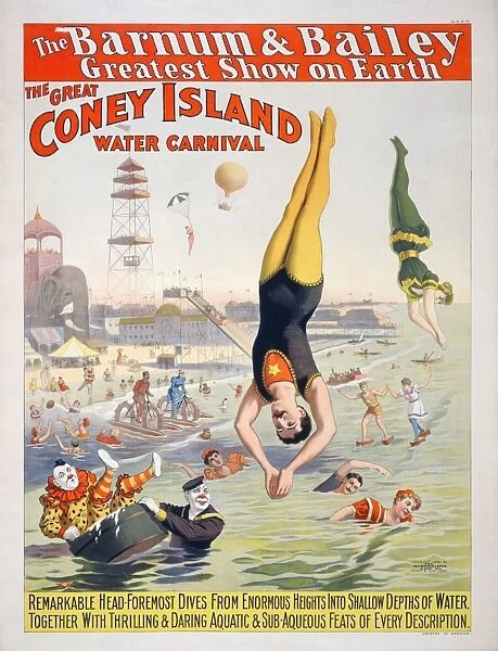 CONEY ISLAND CARNIVAL, 1898. Chromolithograph poster for the Barnum & Bailey Great Coney Island Water Carnival, in Brooklyn, New York, c1898