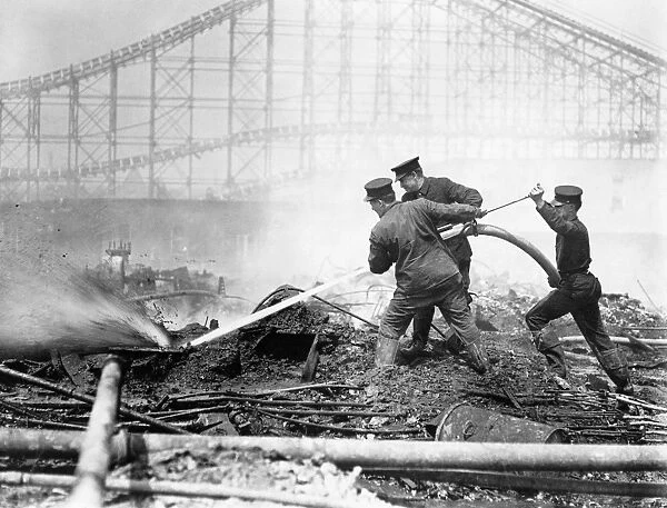 CONEY ISLAND: DREAMLAND. Firefighters fighting the fire that destroyed Dreamland