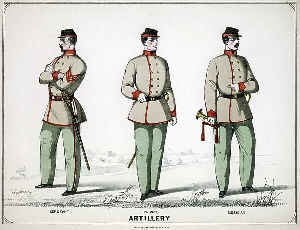 CONFEDERATE UNIFORMS, 1861. Confederate Army artillery uniforms for the rank of sergeant