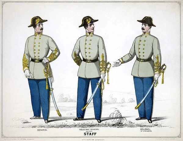 CONFEDERATE UNIFORMS, 1861. Confederate Army staff uniforms for the rank of general