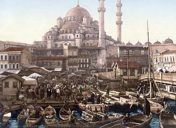 CONSTANTINOPLE, c1895. The Yeni Camii and Eminonu bazaar in Constantinople, Ottoman Empire