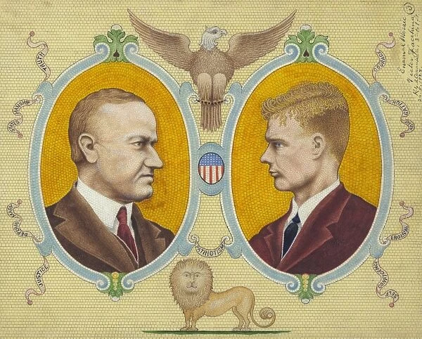 COOLIDGE AND LINDBERGH. Portraits of Calvin Coolidge and Charles Lindbergh
