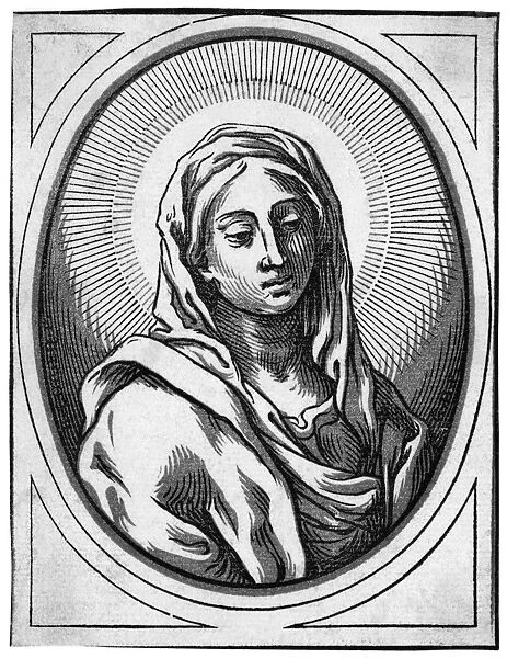 CORIOLANO: VIRGIN, c1640. Head of the Virgin. Woodcut, Bartolomeo Coriolano, c1640