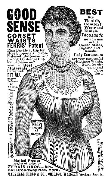 CORSET ADVERTISEMENT, 1889. American magazine advertisement, 1889