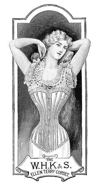 CORSET ADVERTISEMENT, 1890. English newspaper advertisement, c1890