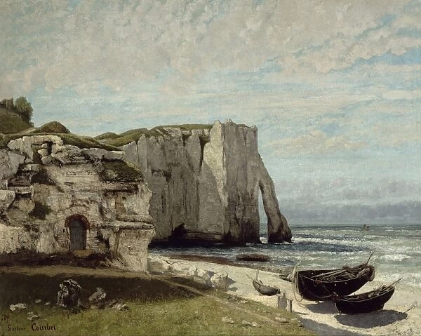 COURBET: ETRETAT CLIFFS. The Etretat Cliffs after the Storm. Oil on canvas, Gustave Courbet