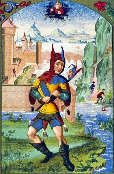 A COURT FOOL. After an illumination from a 15th century French manuscript