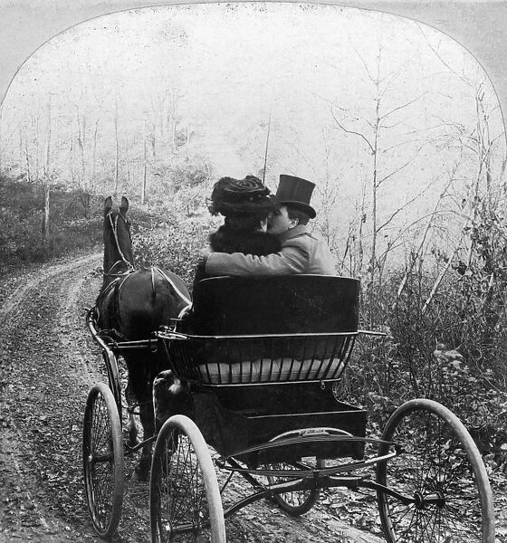 COURTSHIP  /  CARRIAGE RIDE. Stereograph, 1904
