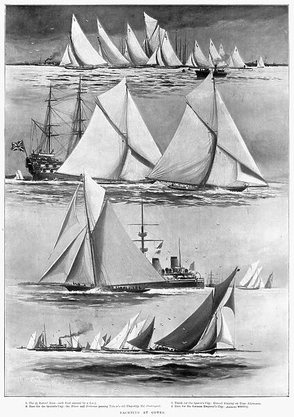 COWES REGATTA, 1898. Scenes from the Cowes Regatta in England. Top to bottom: the Two