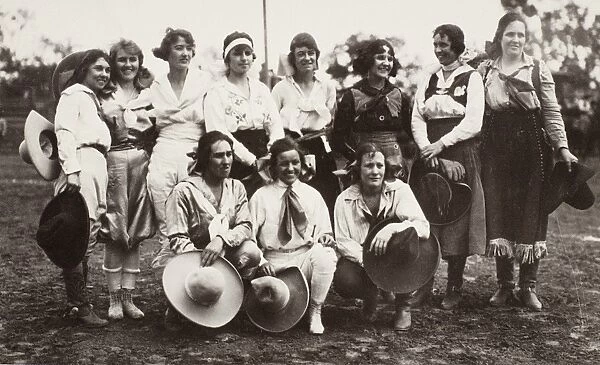 COWGIRLS, 1910. Female rodeo performers, c1910, in the American Southwest