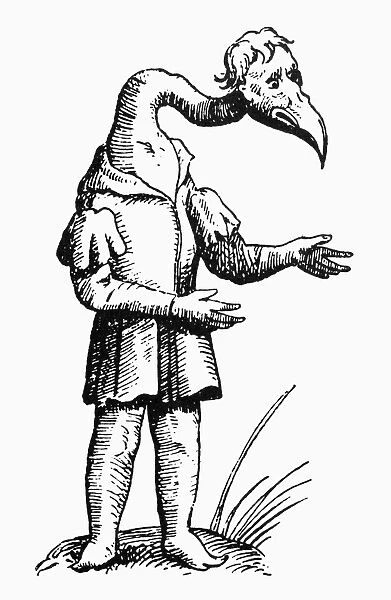 CRANE-HEADED MAN, 1642. The Crane-headed man of Africa