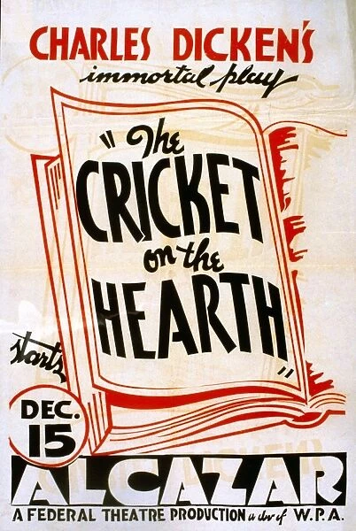 THE CRICKET ON THE HEARTH. Poster for a performance of Charles Dickenss The Cricket