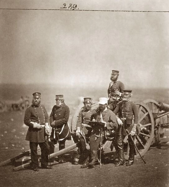 CRIMEAN WAR: ARTILLERY. A group of officers around an artillery gun and carriage