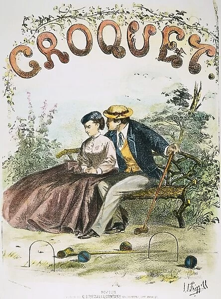 CROQUET PLAYERS, c1870. Croquet. A pair of distracted croquet players on an American