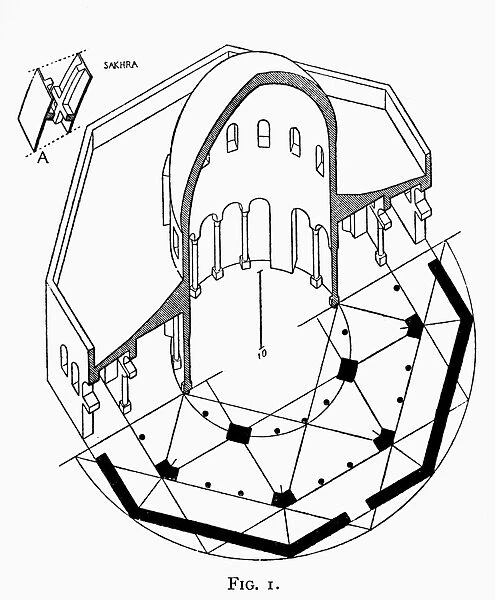 Cross section and floor plan of the cupola in the Dome of the Rock, Jerusalem