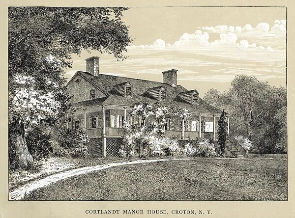 CROTON: CORTLANDT MANOR. The Van Cortlandt Manor House in Croton, New York. Engraving