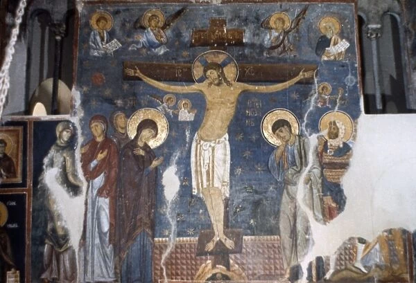 CRUCIFIXION, c1200. Crucifixion. Fresco from Church of the Holy Virgin at the