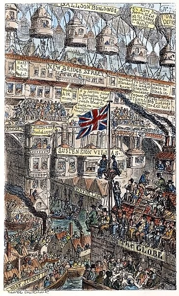 CRUIKSHANK: LONDON, 1851. A Malthusian view of an overcrowded London of the future