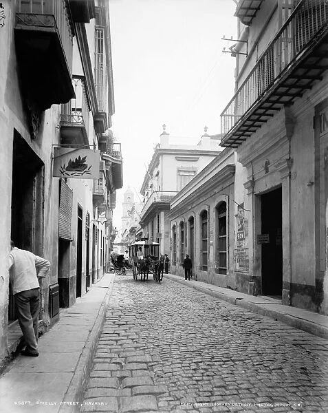 CUBA: HAVANA, c1900. Street scene probably taken from O Reilly Street showing San