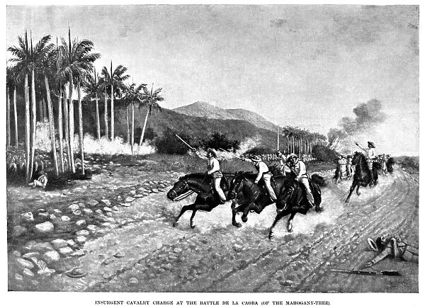 CUBA: REVOLUTION, 1895-1897. An insurgent cavalry charge at the Battle of De La Caoba
