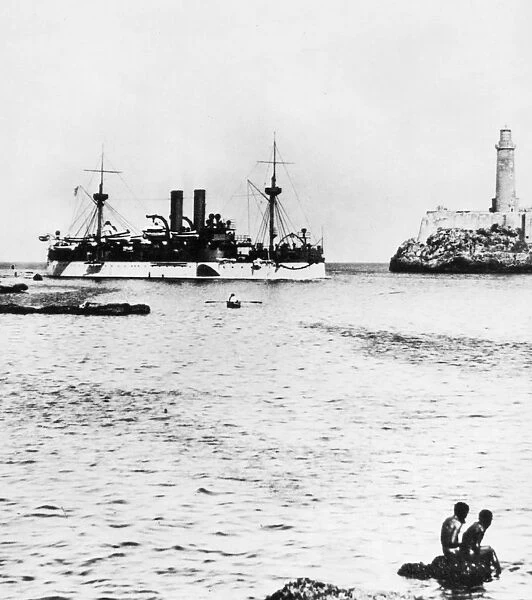CUBA: U. S. S. MAINE, 1898. The battleship U. S. S. Maine, steaming into the harbor of Havana