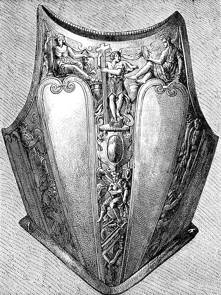 CUIRASS, 16th CENTURY. Italian breastplate ornamented with two interlaced chimera