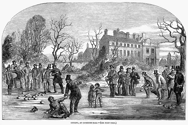 Curling, at Croxteth Hall. Wood engraving, English, 1853