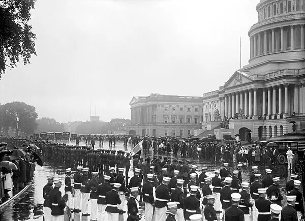 CZECH RECEPTION, 1919. An American military band (foreground) and Czechoslovakian