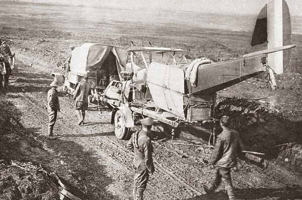 A damaged enemy airplane captured by the British during World War I. Photograph, c1916