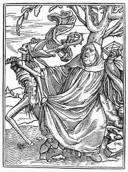 DANCE OF DEATH, 1538. Death and the Abbot