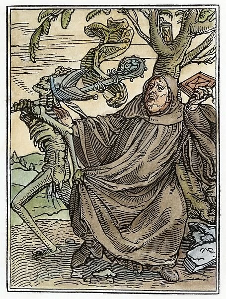 DANCE OF DEATH, 1538. Death and the Abbot