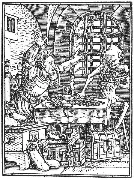 DANCE OF DEATH, 1538. Death and the Miser