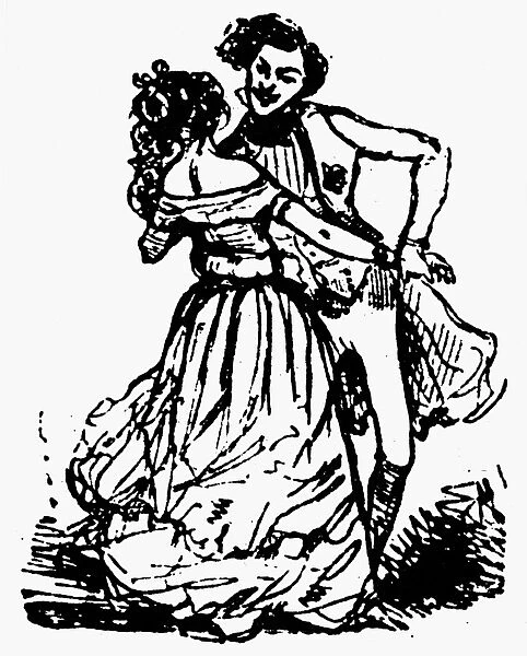DANCE: WALTZ, 1846. Waltz in two-part time. Vignette by Bertall from Le Diable a Paris