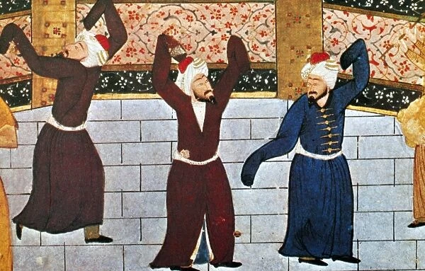 DANCING DERVISHES, c1600. Whirling dervishes of the Mevlevi order, one of the many Sufi sects
